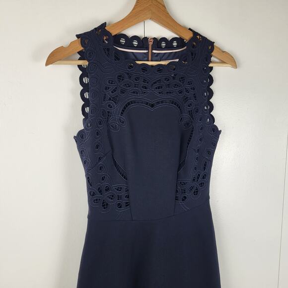 Ted Baker Verony Eyelet A-Line Lace Panel Sleeveless Mini Dress | 0 - Picture 5 of 11